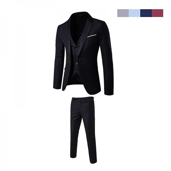 Popular suit, waistcoat and pants three-piece suit for adult men's casual dress, 