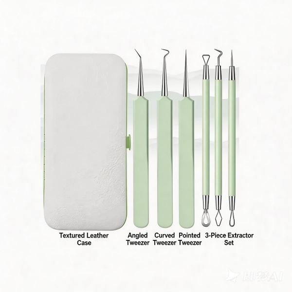 5pcs 100% Cotton Compressed Towels: Super Absorbent, Quick-Dry, On-the-Go Ready, 6件套黑头粉刺去除工具套装 - 专业暗疮针镊子配皮质收纳盒 美容师推荐