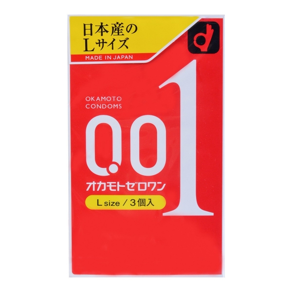日本OKAMOTO冈本001超薄避孕套0.01极薄安全套 3个入 L size, 更薄更坚韧。2件包邮