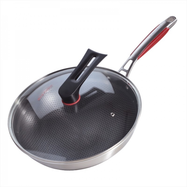 KOBACH Honeycomb 316L stainless steel double-sided screen non-stick wok KHR32C, 