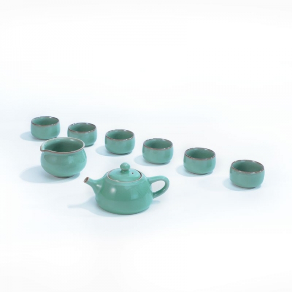 OUJIANG Oujiang Longquan Celadon Ge Kiln·Xishi Pot 8 Tea Sets OJ-XSH08, 